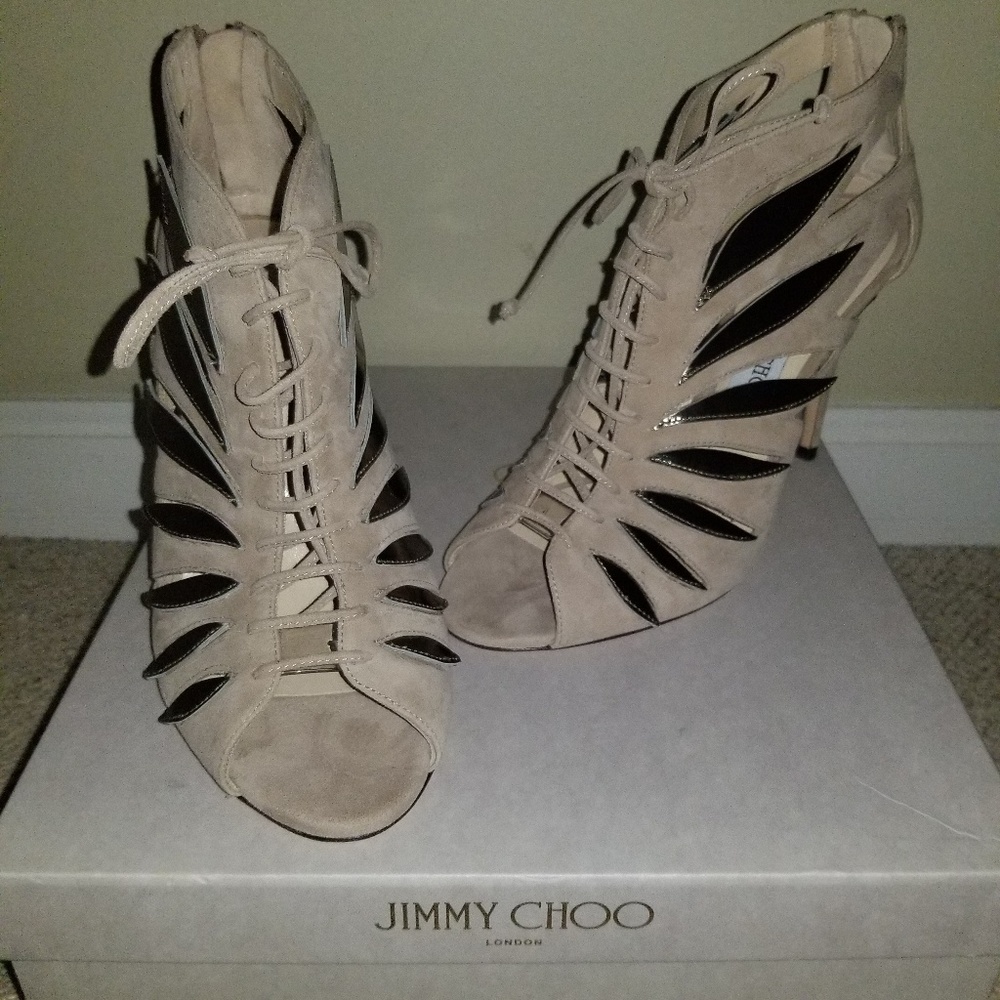 Jimmy Choo Cutout Suede Sandal - Picture 4 of 6